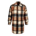 thumbnail image 4 of Mineart Men's Plaid Trench Coat Lapel Collar Mid Long Jacket Winter Outwear, 4 of 6