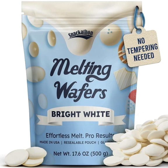 Snackathon Melting Wafers, Bright White Compound Chocolate Coating, 17.6 OZ Resealable Bulk Bag