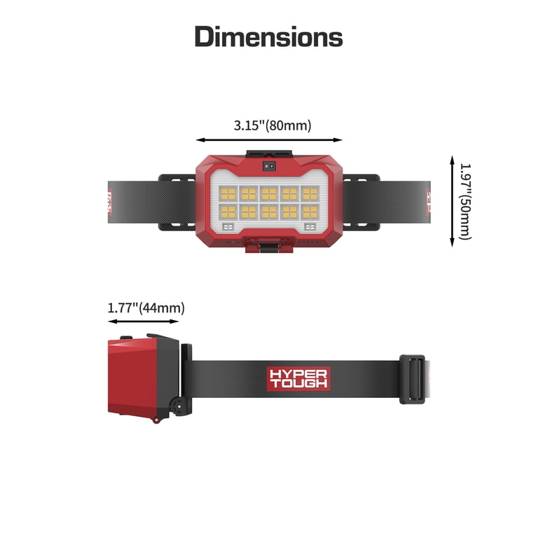 Hyper Tough 1000 Lumen Rechargeable Hands-Free Headlamp, Red photo 8