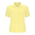 thumbnail image 3 of Besolor Women's Button down Shirts Collared Ruffle Short Sleeve Summer Tops Solid Color Casual Blouses, 3 of 6