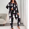 thumbnail image 2 of Enjoytime Women's Pajama Sets Halloween Ghost Print Crew Neck Long Sleeve Tops with Pants 2 Piece Sleepwear Comfy Casual Plus Size Lounge Set, 2 of 6