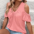 thumbnail image 5 of Ihhxva Women Oversized Tops Loose Fit Summer Cold Shoulder Blouse V-Neck Flutter Sleeve Top Casual Flowy Tunic Blouson Cotton Lightweight S-2XL, 5 of 9