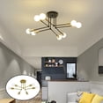 thumbnail image 5 of 6 Lights Chandelier Lighting, Iron Ceiling Light Fixture, Nordic Ceiling Lamps Living Room Bedroom Decorative Lighting - Golden, 5 of 8