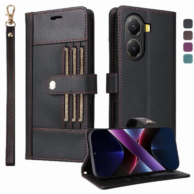 FOXDOCK Funda tipo Cartera para Xiaomi POCO X7 Pro 5G – Cubierta de Cuero PU con Múltiples Ranuras, Bolsillo para Efectivo y Correa de Muñeca
