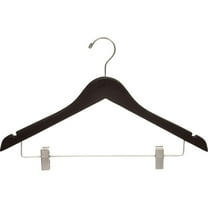 The Great American Hanger Company Espresso Finish Wooden Combo Hanger with Clips and Brushed Chrome Hardware (Box of 100)