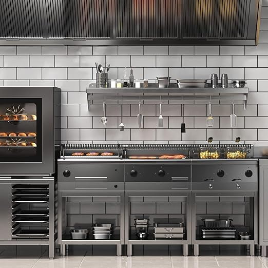 Luku Metal Multifunctional Storage Rack with Backsplash for Kitchen,Wall Mount Shelf with 7 Hooks, Multifunctional for Home and Restaurant