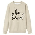 thumbnail image 1 of HUITKMM Chandails pour Femmes Dames Mode Décontractée à Lettres Imprimées Col Rond Manches Longues Chandail à Capuchon Épaules Dénudées Haut TTG, 1 of 2