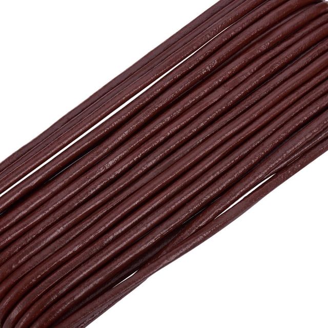 HAOAN 1Roll 21.9 Yards Genuine Round Leather String Cord 3mm Rope for Saddle Brown Leather String Cord for Making Necklaces Bracelets Braiding Wraps Crafts and Hobby Projects