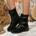thumbnail image 2 of Dasayo Womans Boots Western Wide Width Ankle Black Lace up Buckles Motorcycle Boots Shoes for Women 36, 2 of 9