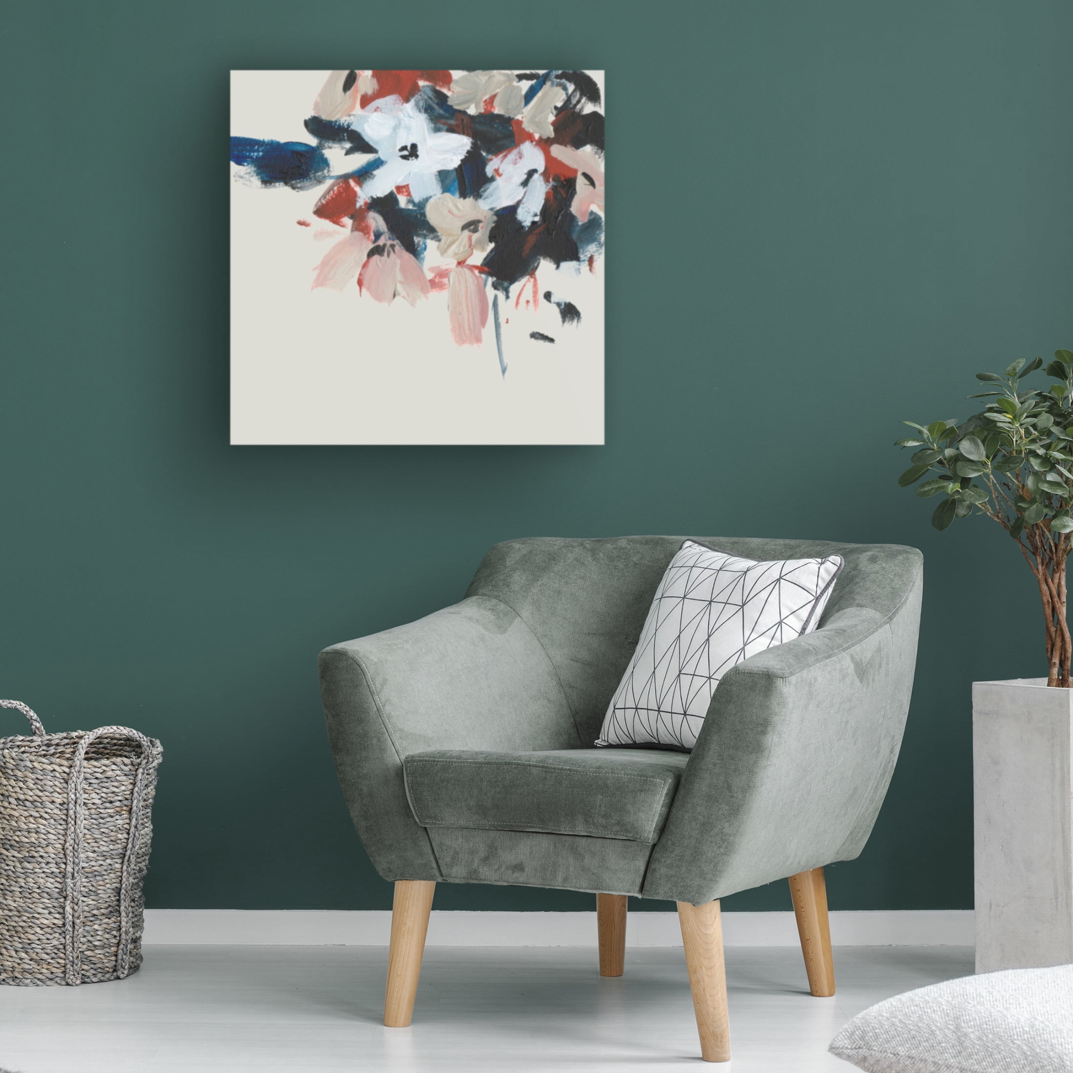 Canvas Wall Art - Melissa Wang 'Indigo and Crimson Blooms V' Wall Art for Living Room, Bedroom, or Office Décor by Trademark Fine Art - 18 x 18 Inches