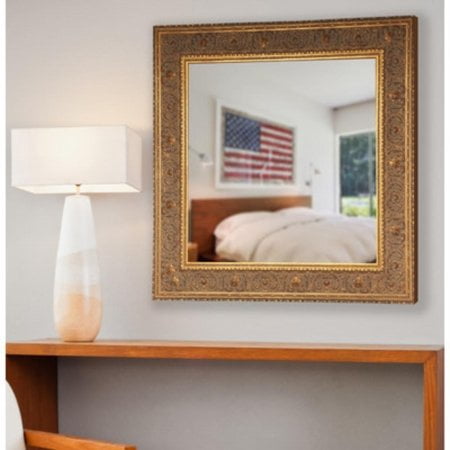 Rayne Mirrors S071ML2 American Made Audrianna Marie Opulent Gold Square Mirror, 37.5 x 37.5 x 1.5