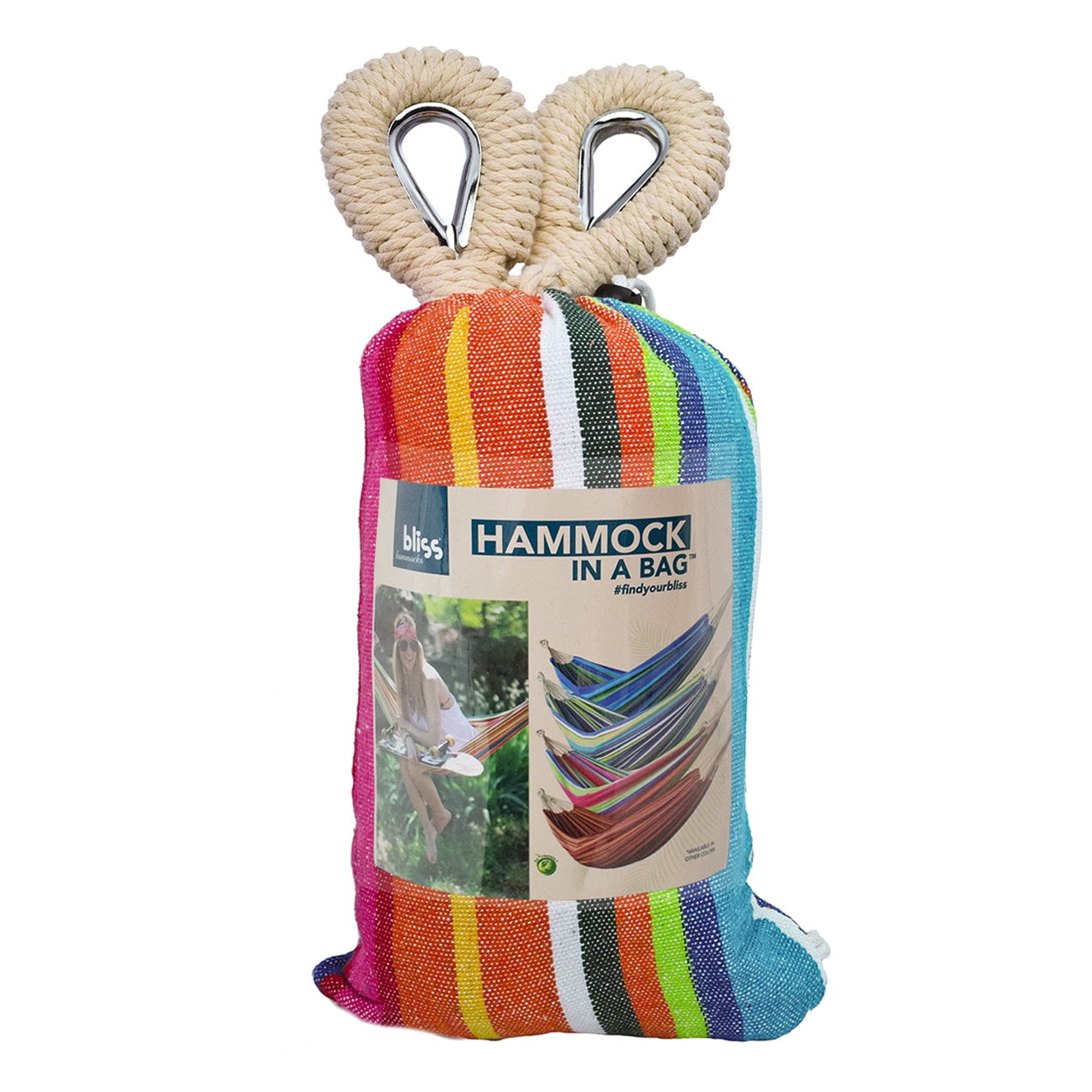 Bliss Hammocks Double Hammock in a Bag w/ Hand-woven Rope loops - Tropical Fruit, 77" L x 60" W