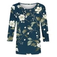 thumbnail image 3 of BangWanChi Womens Blouses for Work Plus Women's Fashion Casual Color Block Printing Round Neck 3/4 Sleeve T-shirt Top Blouse, 3 of 4