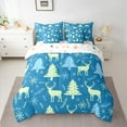 thumbnail image 2 of Manfei Blue Green Xmas Tree Bedding Comforter Set 7 Pieces for Teen, Cartoon Reindeer Animal Full Bedding Set, Merry Christmas Reversible Fitted Sheet Flat Sheet, Ultra Soft Home Decor, 2 of 7