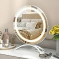 thumbnail image 2 of Costway Miroir de Maquillage Rond 16 Pouces avec 3 Couleurs de Lumières à Intensité Réglable et Fonction Mémoire Blanc, 2 of 10