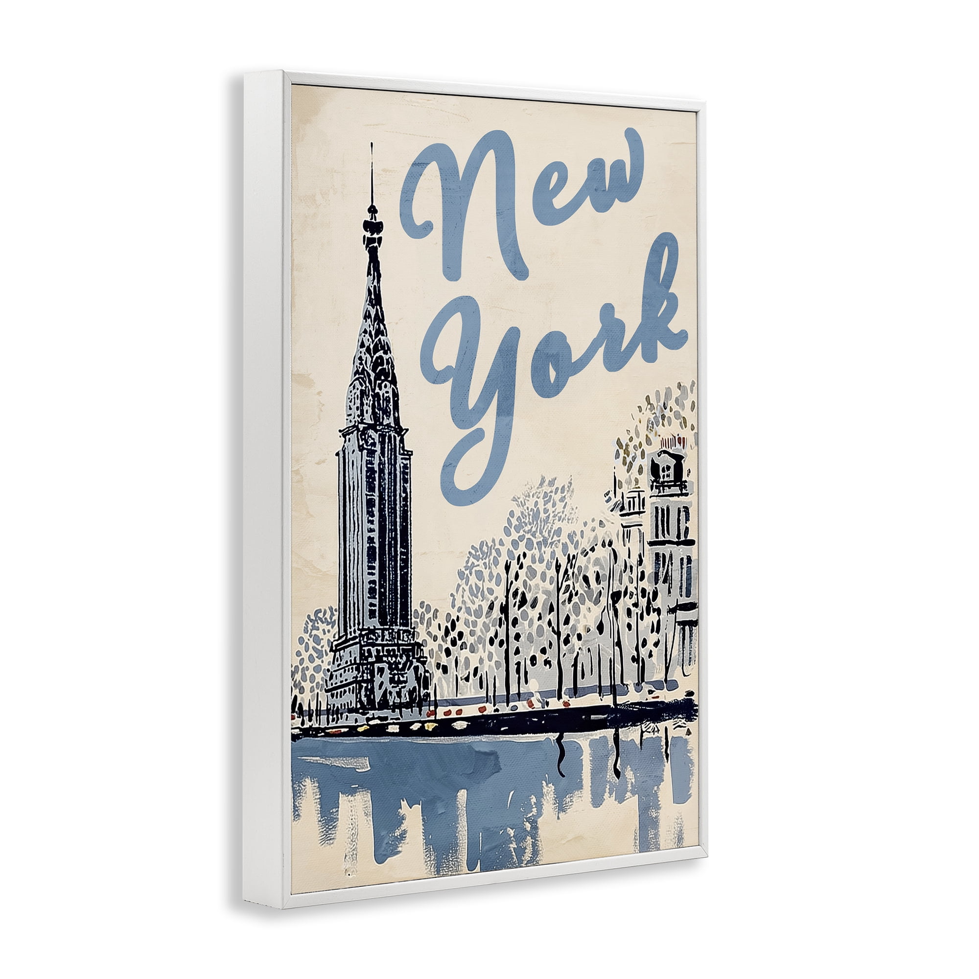 Stupell Industries Blue & Beige New York Travel White Framed Giclee Art, design by Annabelle Hall
