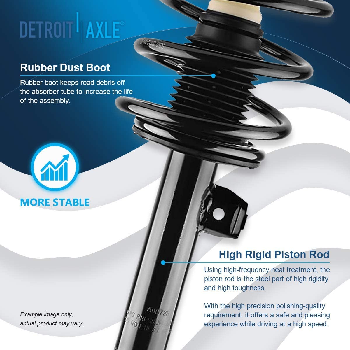 Detroit Axle Front Driver Side Strut With Coil Spring – For BMW 320i, 323i, 325i, 328i, 330i, Coupe & Sedan (2000-2005)