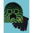thumbnail image 2 of Set de gorro y guantes Minecraft Boy's Creeper Checkered Kids, 2 of 9
