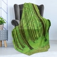 thumbnail image 4 of Forest Soft Flannel Fleece Blanket, Spring Forest in a Sunny Day Fresh Soft Colors Like a Dream Leaf Peace Theme Print, Cozy Plush for Indoor and Outdoor Use, 50" x 60", Green Brown, by Ambesonne, 4 of 5