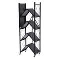 thumbnail image 4 of J&V TEXTILES Foldable Storage Shelf with Wheels - Metal Collapsible Shelving Unit Display, Rolling Cart for Books Kitchen Storage Shelves, Pantry & Closet Organizer, Office Room Decor 5-Tier, 4 of 8