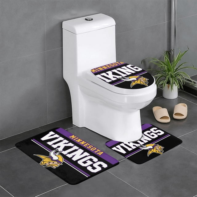 Juego de 3 alfombras de baño del equipo Vikings, alfombra antideslizante para baño, 24 x 16 pulgadas