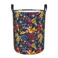 thumbnail image 1 of Balery Rock Music Cesta de ropa redonda con asas, impermeable, independiente, para ropa, juguetes, dormitorio y familia-Small, 1 of 6