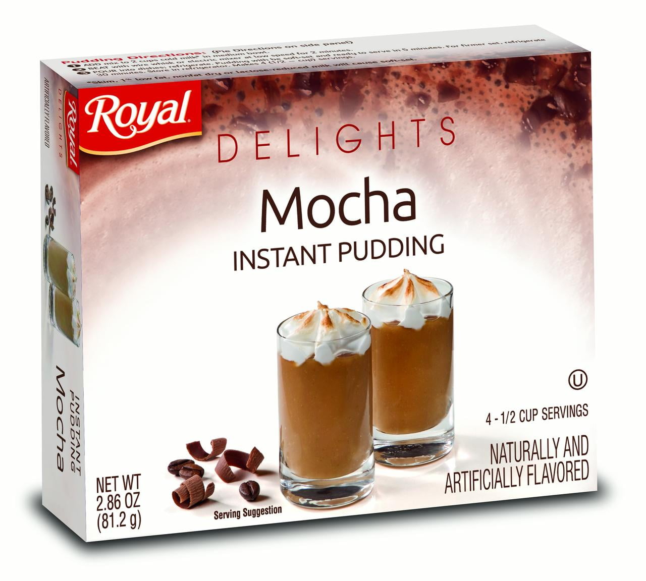 ROYAL DELIGHTS Instant Pudding, Mocha, 2.86 Oz, 12 Ct