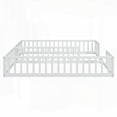 thumbnail image 5 of Double Twin Size Pine Platform Bed with Fence, White, No Box Spring, for Bedroom, 5 of 24