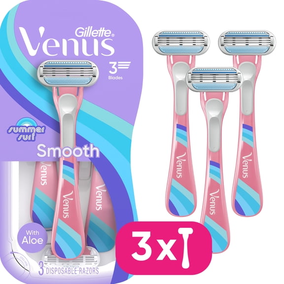 Venus Summer Surf Smooth Disposable Razors, 3 Count