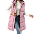 thumbnail image 3 of Ywyfzly Women's Long Puffer Vest Hooded Zip Up Sleeveless Padded Gilet with Pockets Solid Color Fall Winter Outerwear Pink L, 3 of 9