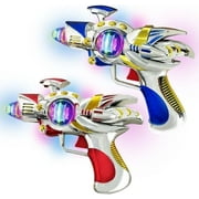 ArtCreativity Light-Up Space Toy Guns (2 Pack) with Sound & Batteries