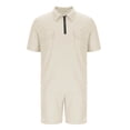 thumbnail image 6 of Zenithor Men's 2 Piece Men's 2 Piece Summer Outfit Soft Quarter Zip Pullover Shirt and Shorts Set Casual Vacation Beach Tracksuit M-3XL, Beige, 6 of 7