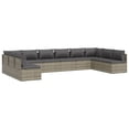 thumbnail image 2 of vidaXL 10 Piece Garden Lounge Set with Cushions Grey Poly Rattan, 2 of 5