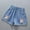 Blue, variant on HAOTAGS Toddler Girls Denim Shorts(3-10Years), Cute Embroidery Print Casual Summer Elastic Waist Cotton Shorts Blue 8-9 Years