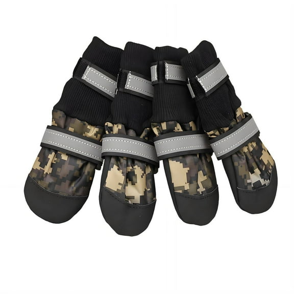 GASTROPOD 4Pcs Dog Shoes Waterproof Nylon Material Anti-Slip Dog Rain Boots Reflective Straps Dog Boots & Paw Protectors 6.5x5.3cm,Green