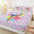 thumbnail image 4 of Castle Fairy Colorful Ice Cream Queen Sheets 4 Pieces, Sport Baseball Graffiti Queen Sheet Sets, Purple Pink Blue,1 Fitted Sheet, 1 Flat Sheet and 2 Pillowcases, 4 of 6