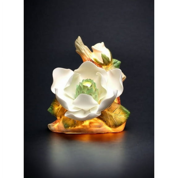 Ceramic Magnolia Flower Nightlight 4.5x4 Nature Decor Vintage