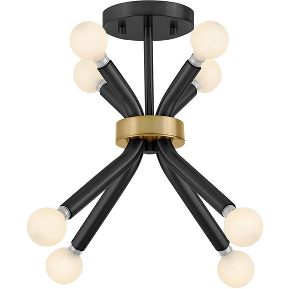 Lark 83853BK Axton 8 Light 12-1/2" Wide Convertible Semi-Flush Ceiling Fixture - Black /