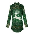 thumbnail image 6 of Women's Fall Casual Christmas Printed High Neck Long Sleeve Pullover Top, Loose Vintage Graphic Sweatshirt, Holiday T-Shirt Blouse,Green,M, 6 of 7