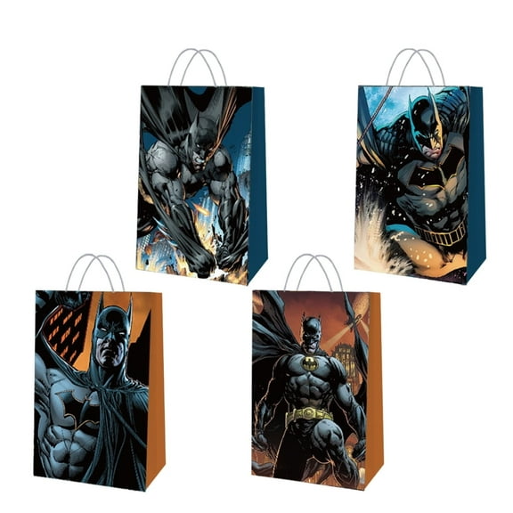 12 PCS Party Favor Candy Bags for Batman Themed Birthday Supplies Decor Kraft Paper Gift Bag.