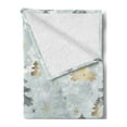 thumbnail image 2 of Christmas Soft Flannel Fleece Blanket, Retro Style Pine over Snowflake Background in Pastel Tones Print, Cozy Plush for Indoor and Outdoor Use, 50" x 70", Blue Grey and Dark Mustard, by Ambesonne, 2 of 5