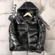 thumbnail image 2 of Chaqueta de plumón brillante para hombre, chaqueta de invierno para hombre, chaqueta de plumón con cuello levantado y capucha, 2 of 5