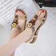 thumbnail image 2 of huanledash Summer Bohemian Women Sandals Straps Anti Slip Beads Soft Insole Flat Sandals for Office, 2 of 7