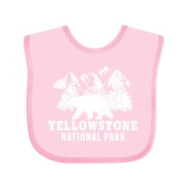 Inktastic Yellowstone National Park with Bear Mountains and Trees Boys or Girls Baby Bib