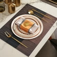 thumbnail image 2 of Placemats Set of 1 - Easy Clean Washable Reversible PVC Woven Vinyl Placemats - Wipeable Heat Resistant Woven Table Mats for Dining Table, Double Layer Cloth Fabric Place Mat(Coffee,17.7x11.8"), 2 of 7