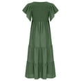 thumbnail image 6 of Hvot&aat Women's Summer Casual Ruffle Tiered Flowy Dress Flutter Sleeve High Waist Midi Dress Leisure Vacation Solid Color Dress, 6 of 7