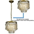 thumbnail image 4 of ALOADECOR 3-Lights Tiered Brass Chandelier with Seashell Coastal Lighting Ceiling, 4 of 9