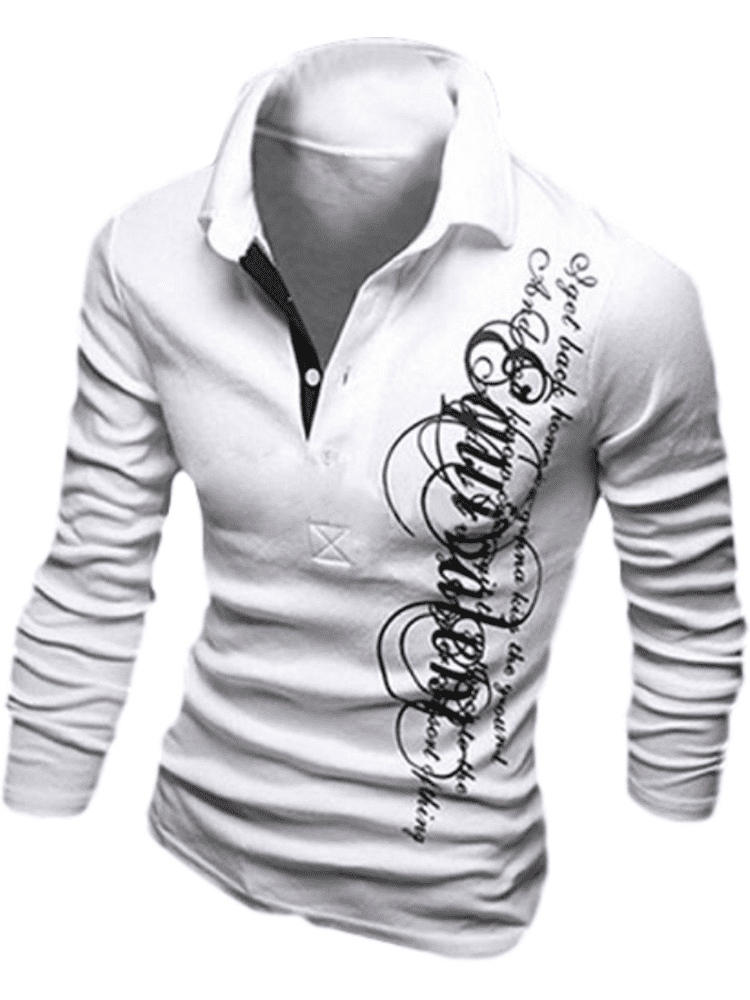 Mens Large Size Shirt Fashion Casual Classic Contrast Color Stitching Letters Printed Long-Sleeved Shirt Shirt Simple Wild