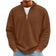 thumbnail image 2 of Huankd Quarter Zip Sweaters for Men Fall Long Sleeve Crew Neck Tops Casual Slim Fit Knit Texture Pullover Winter 2026 Office Casual Wear Coffee M, 2 of 7