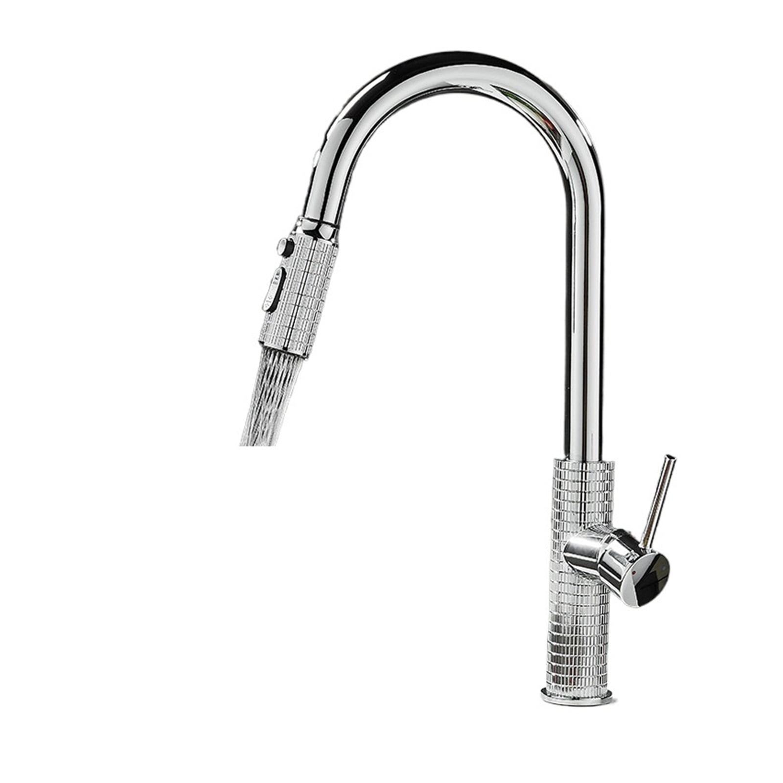 Kitchen Faucet Brass Gunmetal Gray Pull-out Faucet, Jitchen Sink Universal 360 Retractable Hot And Cold Water Sink Faucet